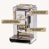 FABER COFFEE MACHINES | Modelo Pro Total Inox Deluxe | Cafetera monodosis ese 44 mm | Prensacialda de latón ajustable | electroválvula de serie (LATÓN)