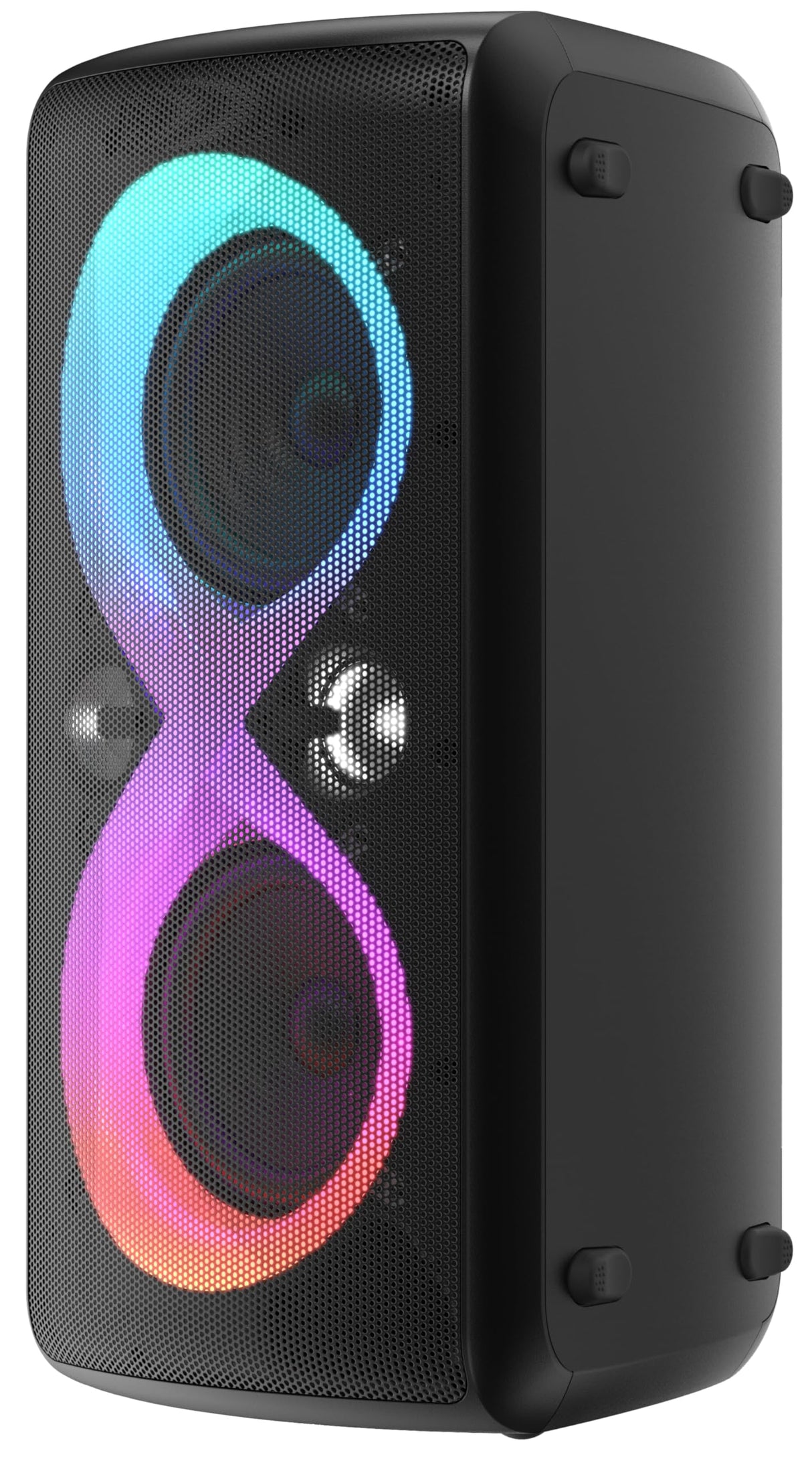 Majestic Fire 90 - Altavoz inalámbrico Audio 5.3, Luces LED 7 Efectos, entradas USB/Micro SD/AUX/Mic/Guitarra, Salida Monitor, Función Karaoke, Batería Recargable, Asa de Transporte