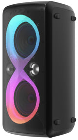 Majestic Fire 90 - Altavoz inalámbrico Audio 5.3, Luces LED 7 Efectos, entradas USB/Micro SD/AUX/Mic/Guitarra, Salida Monitor, Función Karaoke, Batería Recargable, Asa de Transporte