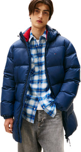 Tommy Jeans Cazadora Acolchada Hombre Essential Down Parka con Capucha, Azul (Dark Night Navy), M