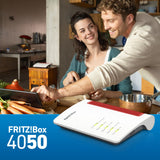 FRITZ!Box 4050 International - Router, WiFi 6, Banda Dual (2400 Mbps 5GHz y 600 Mbps 2,4 GHz), Mesh, WAN GB, 3 x LAN Gigabit, 1 x USB 3.0, Base DECT, Servidor Multimedia, Interfaz en Español