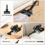 Lubluelu Aspirador Sin Cable, Aspirador Escoba Sin Cable, Aspirador con Cepillos Anti Enredo y 2 Filtros, para Suelos Duros Alfombras Pelo de Animal