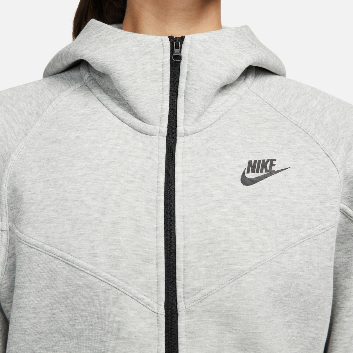 Nike FB8338-063 Sportswear Tech Fleece Windrunner Sweatshirt Mujer DK GREY HEATHER/BLACK Tamaño M
