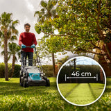Cecotec Cortacésped de Cable Terrenator 460 Flex Z Auto. 2000W, Ancho de Corte 46cm, Propulsión Automática, Cambio Altura Sistema Z-Tech, 4in1 con Mulching, Ruedas Traseras XL, Tecnología BeltDrive