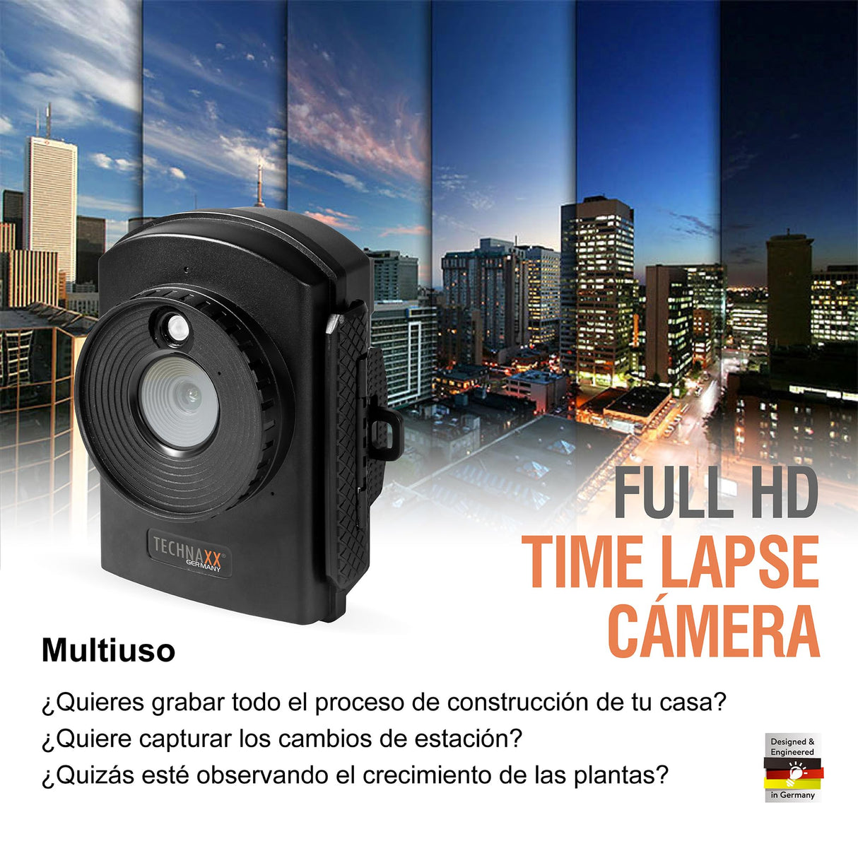 Technaxx Cámara para grabación en cámara Lenta con micrófono Incorporado Altavoz y Capacidad de grabación en Modo FullHD alimentación de la batería Varios Modos de Funcionamiento ТХ-164