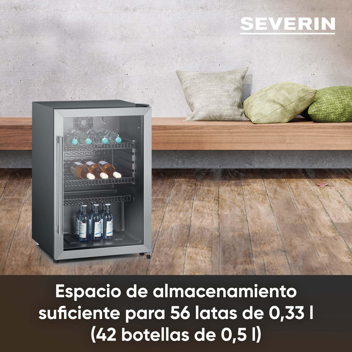 SEVERIN - Refrigerador de botellas, suficiente para 56 botellas de 0.33L cada una. Temperaturas entre 10 y 0 °C. CFKS 8840