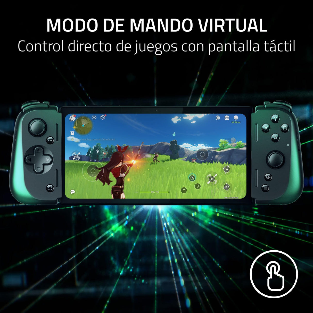 Razer Edge - Dispositivo Portátil para Juegos Android con Kishi V2 Pro (Qualcomm Snapdragon G3X Gen 1, Pantalla Aáctil AMOLED FHD+ de 6,8" y 144 Hz, Tecnología Háptica HyperSense) Negro