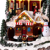 Avilia Pueblo de Navidad en Movimiento con música y Luces LED 37 x 55 x 33 cm – Fabricado con Materiales Resistentes y es Ideal para Decorar tu casa en Las Fiestas navideñas