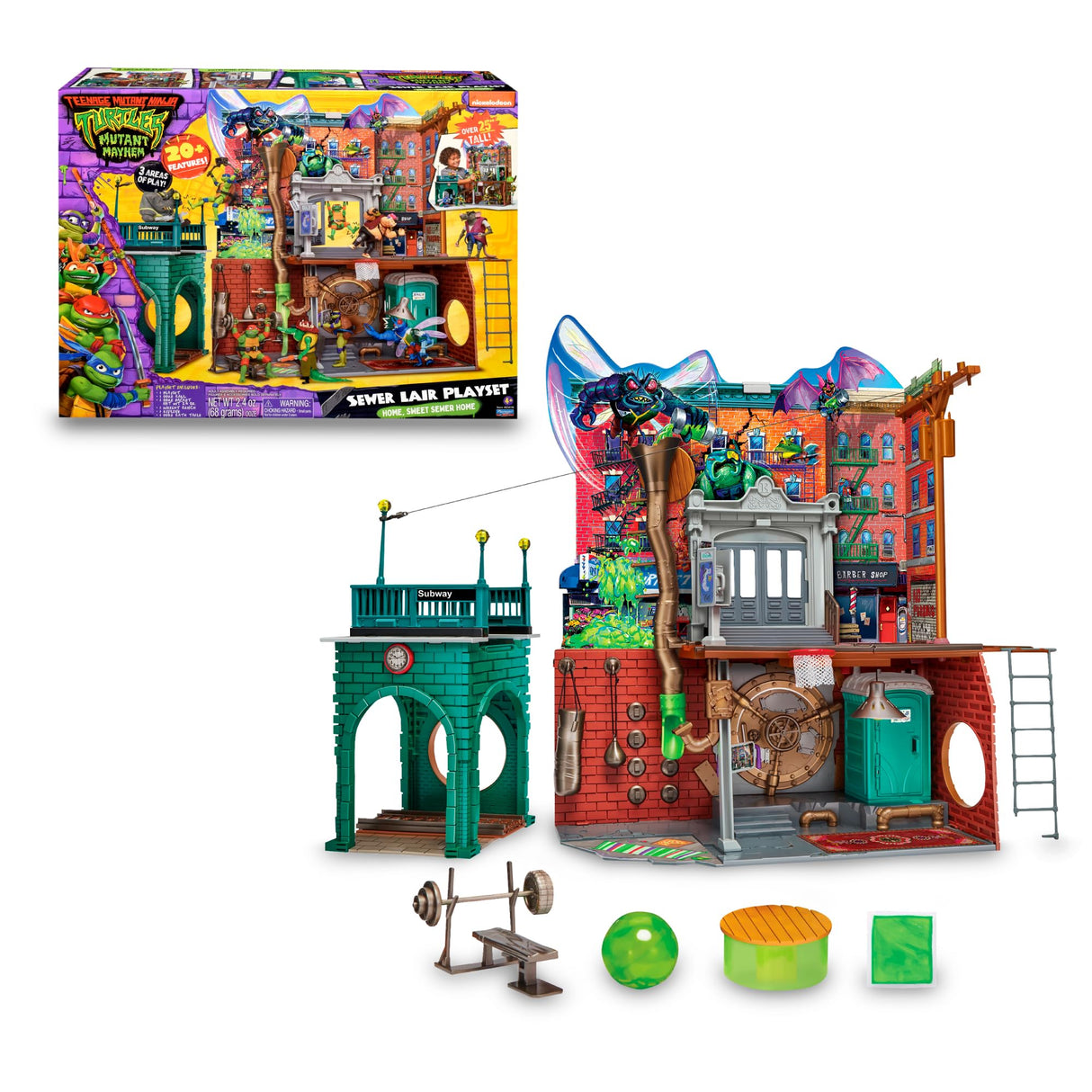 TORTUGAS NINJA Sewer Lair Playset, Juguete de la guarida en Las alcantarillas, Set como en la película, 20 características y 3 Niveles de Juego, 4 años, Famosa (TU802000)