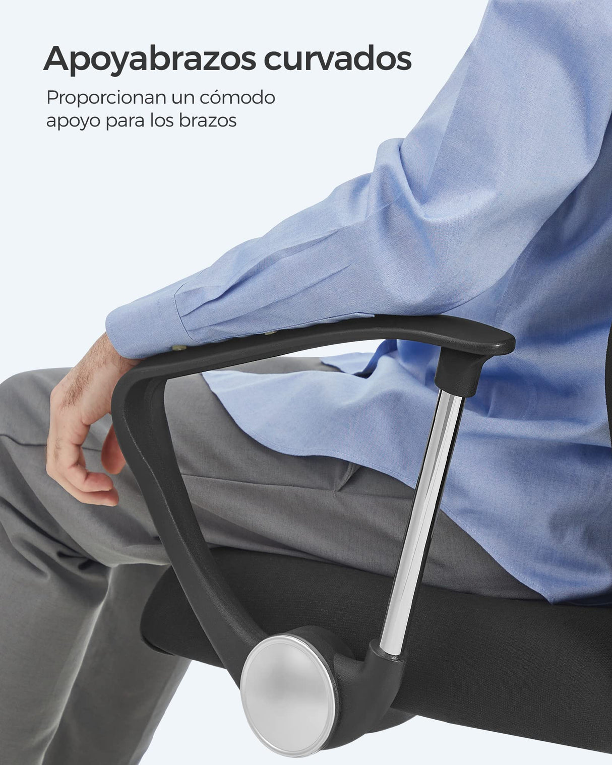 SONGMICS Silla de Oficina, Silla de Escritorio Ergonómica, Silla Giratoria, Asiento Tapizado, Ajustable en Altura e Inclinable, Carga de 120 kg, Negro Tinta OBN034B01