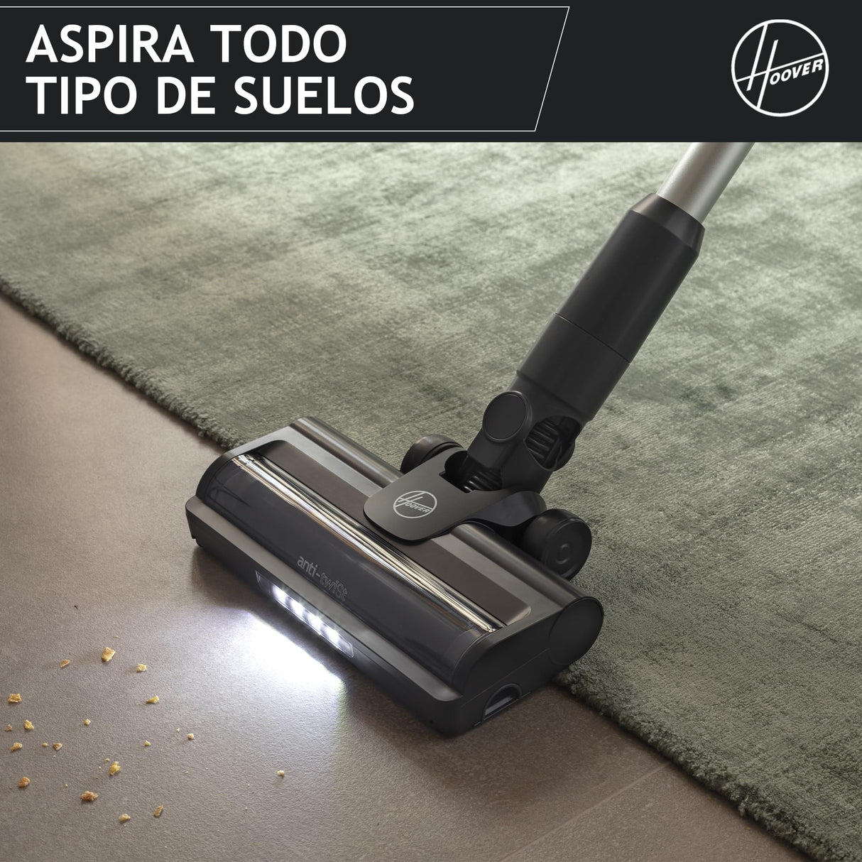 Hoover HF1 Plus Aspiradora sin Cable con Modo Turbo, Boquilla Multifuncional y Cepillo Antienredos, 45 min de Autonomía, Park&Go, Luces LED, Herramienta para Mascotas HF1P10P