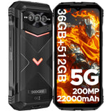 DOOGEE VMax Plus Movil Resistente 5G, 22000mAh/33W 36GB+512GB/2TB, Cámara 200MP+Visión Nocturna, 6.58" FHD+ 120Hz, Octa Core Móvil irrompible Android 14, IP68IP69K/NFC/WiFi6/OTG/GPS Moviles Rugerizado