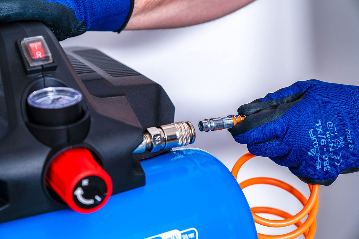 ABAC Compresor de aire silencioso portátil EASE-AIR 6, Compresor de aire sin aceite, Presión máxima 8 bar, Potencia 0.75 Hp, Depósito 6 litros, Nivel sonoro 49 dB