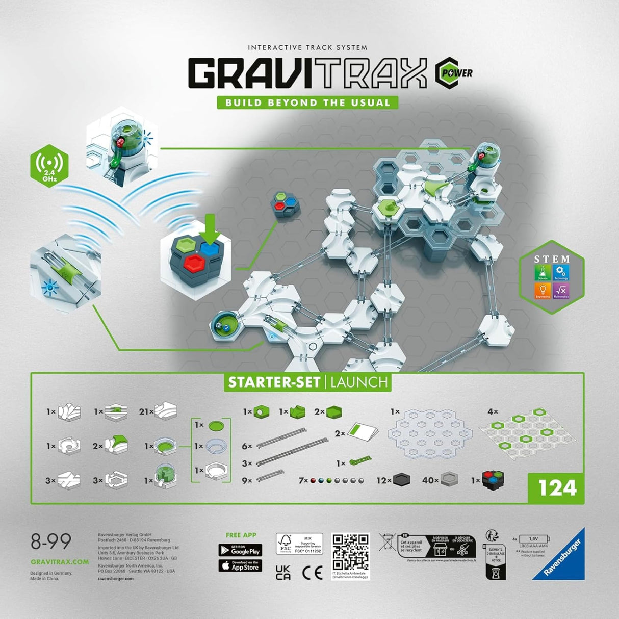Ravensburger - Gravitrax Power | Circuito Canicas Con 100 Piezas | Rompecabezas Niños Con Canicas | Juegos Para Niños De 8 Años | Juegos Mesa Compatibles Con Todos Los Gravitrax