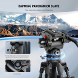 NEEWER LL34 - Trípode de vídeo para cámara de 78 pulgadas, cierre rápido con cabezal de líquido amortiguador, robusto trípode de fibra de carbono con placa QR de modo dual compatible con DJI
