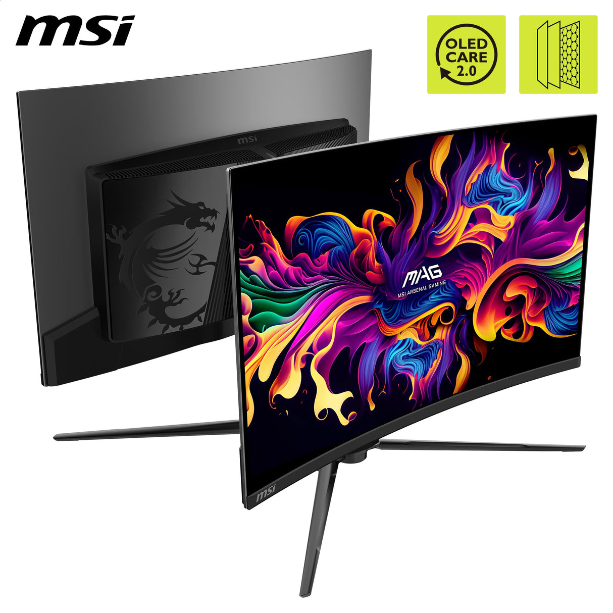 MSI mag 321CUPDE QD-OLED Pantalla de Juego Curvada UHD 32" - 1700R, 3840x2160 Quantum Dot OLED, 165Hz/0.03ms, 99% DCI-P3, ΔE≤2, DisplayHDR True Black 400, DP 1. 4a, HDMI 2.1, USB Type-C