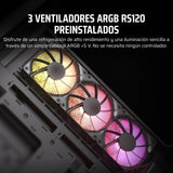 CORSAIR 3500X ARGB Media-Torre ATX Caja de PC - Cristal Templado Panorámico - Compatible Placa Base de Conexión Inversa - 3X Ventiladores CORSAIR RS120 ARGB Incluidos - Negro