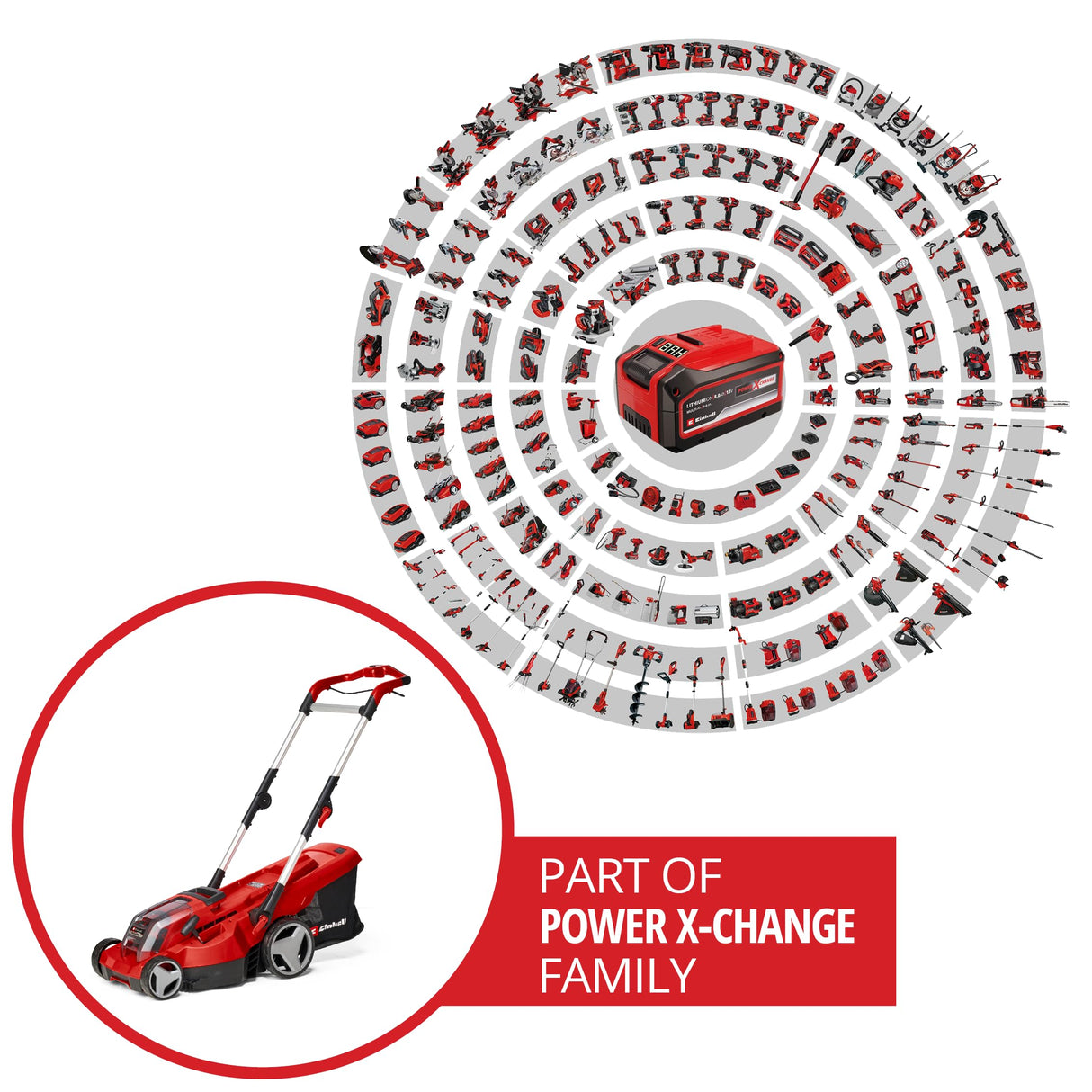 Einhell Cortacésped inalámbrico RASARRO 36/36 Kit Power X-Change (36 V, 36 cm de Ancho de Corte, hasta 400 m², Cesta de 45 L, Altura de Corte de 25-75 mm, Incluye 2 baterías de 3,0 Ah Plus + 2