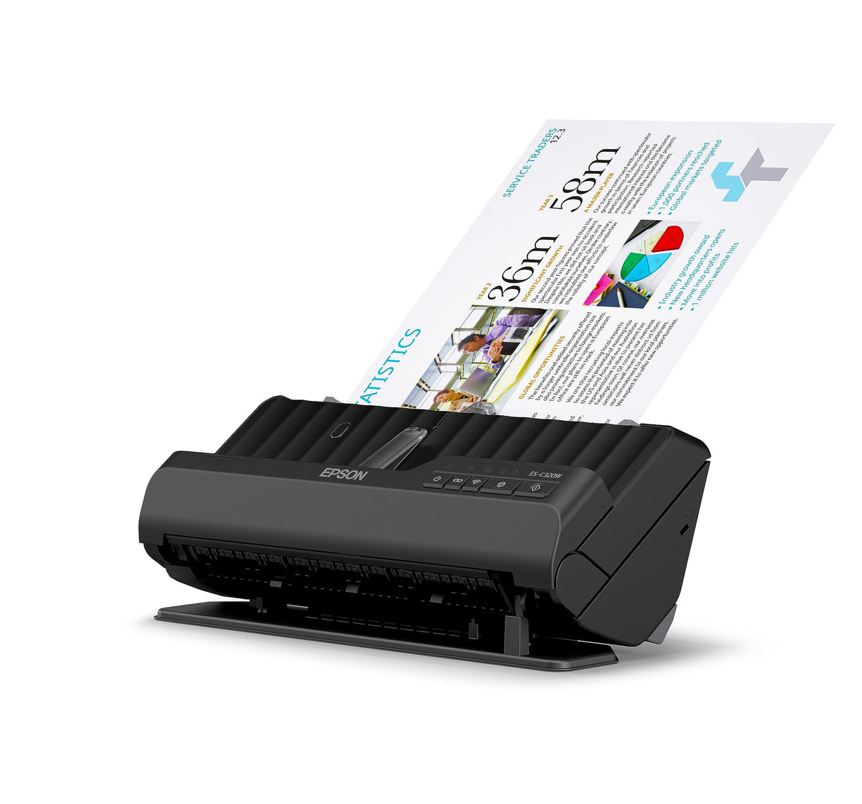 EPSON ES-C320W, Escáner Vertical de Documentos A4, USB, WiFi, Alimentador Automático de Documentos, escaneado Doble Cara (dúplex), Color Negro