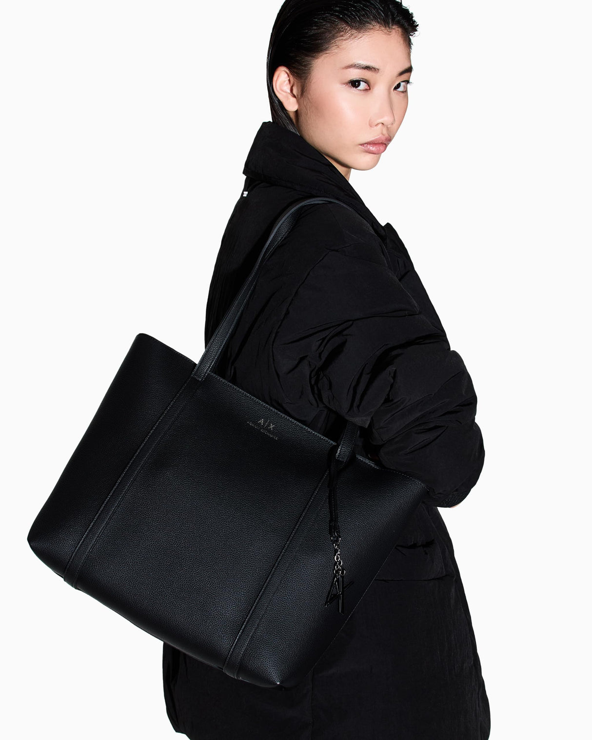 ARMANI EXCHANGE Woman'S Shopping, Bolsa de la Compra para Mujer, Black/Lady, Talla única
