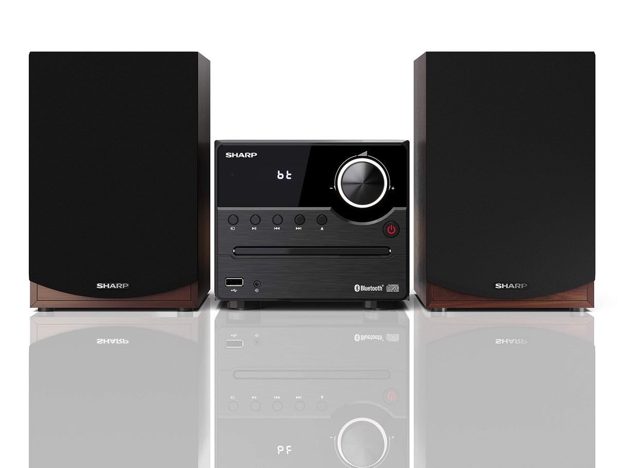 Sharp XL-B512(BR) Microcadena Sound System Estereo con Radio FM, Bluetooth v5.0, CD-MP3, reproducción USB, Altavoces de Madera y 45W Color Marron