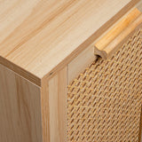 Mueble portarropa cesto Ropa Sucia de Madera DM y Ratan Natural 66x40x68 cm