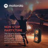 Motorola Sound ROKR820 - Altavoz Bluetooth - 80W - inalámbrico - con luces LED-tecnología true wireless - incluye micrófono de karaoke - hasta 20 horas de reproducción-múltiples entradas: AUX/USB/MIC