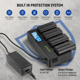 NEEWER 4 Pack Baterías de Repuesto NP-F550 de 7,4V 2600mAh con 4 Canales Cargador de Batería y Adaptador de Energía Compatible con NP-F550/750/770/970 FM500H QM71D QM91D Monitor de Campo Luz de Video
