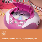 Lenco SCD-37 - Reproductor de CD para niños con conexión USB, MP3 y 2 Fuentes de alimentación RMS de 1,5 W, Funciona con Pilas y Red, Color Rosa