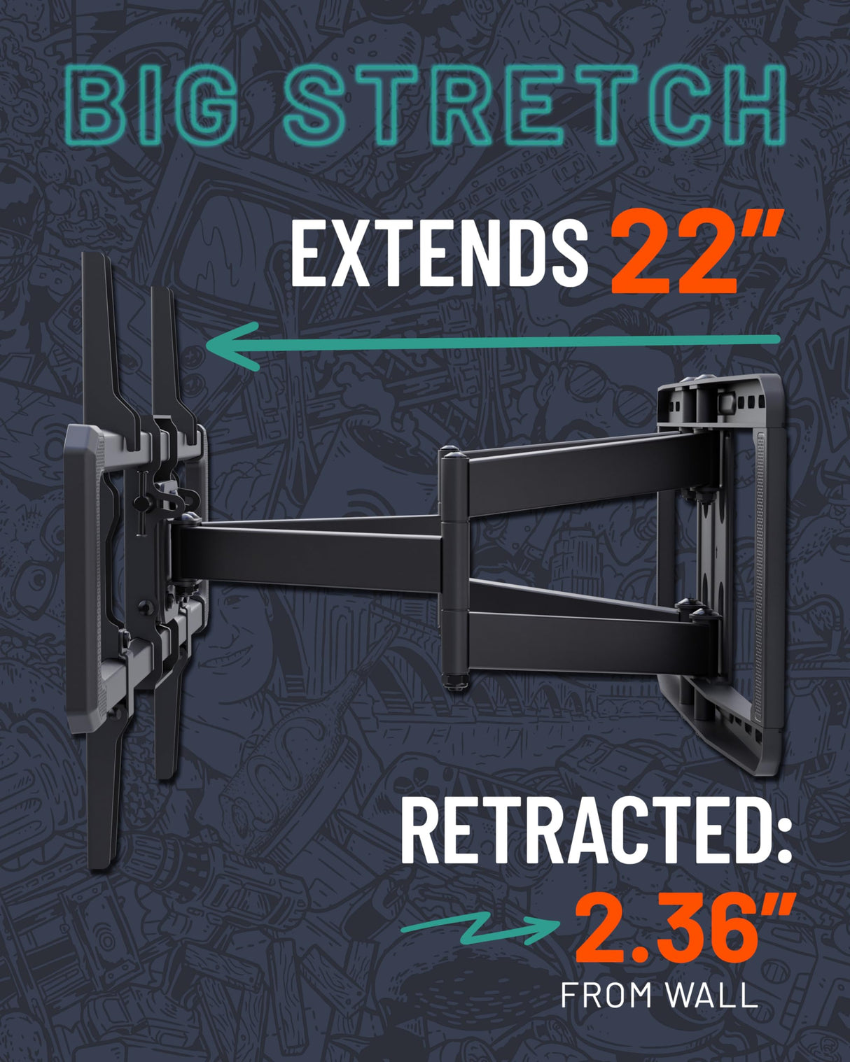 ECHOGEAR MaxMotion - Soporte de Pared para televisores Grandes de hasta 90 Pulgadas, Movimiento Completo con Giro, inclinación y extensión Suaves, diseño Universal Que Funciona con Samsung, Vizio y