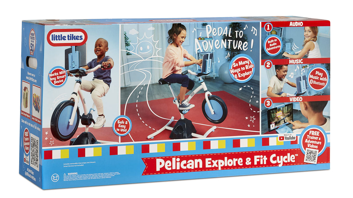 Little Tikes Pelican Explore Bicicleta Estática con Bluetooth y videos de YouTube gratis. Edad 3-7 años