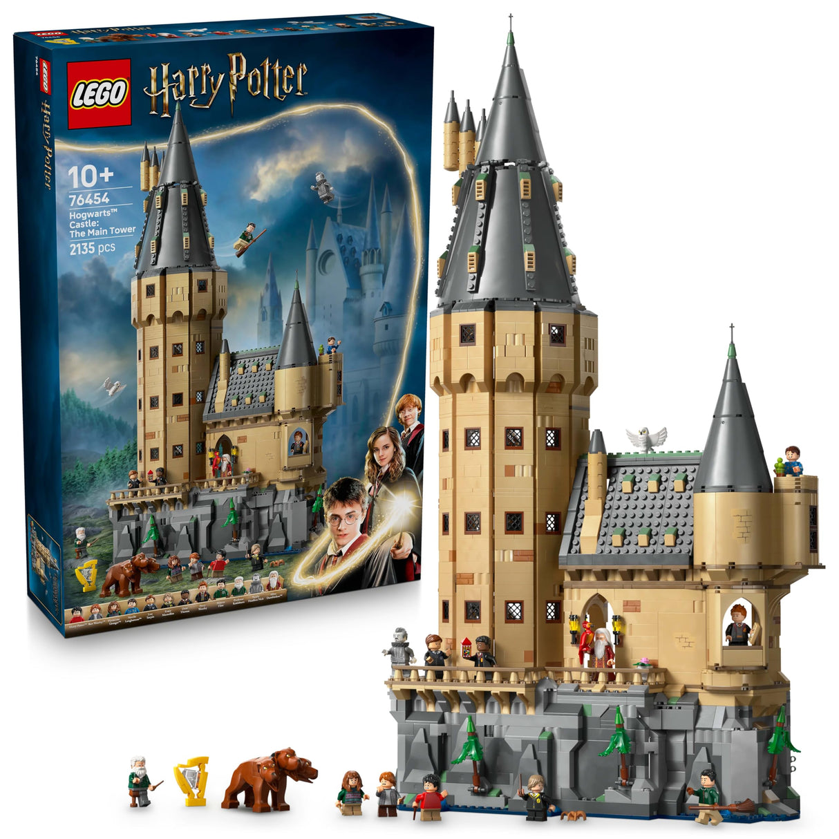 LEGO Harry Potter Castillo de Hogwarts: Torre Central - Castillo de Juguete con Cuarto de Llaves Voladoras y Ajedrez Mágico - 12 Minifiguras - Regalo para Niñas y Niños de 10+ Años 76454