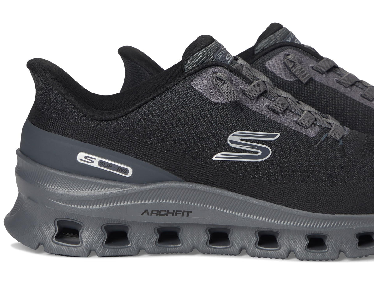Skechers Arch Fit Glide-Step Pro, Zapatillas Hombre, Black Knit/Charcoal PU, 44 EU