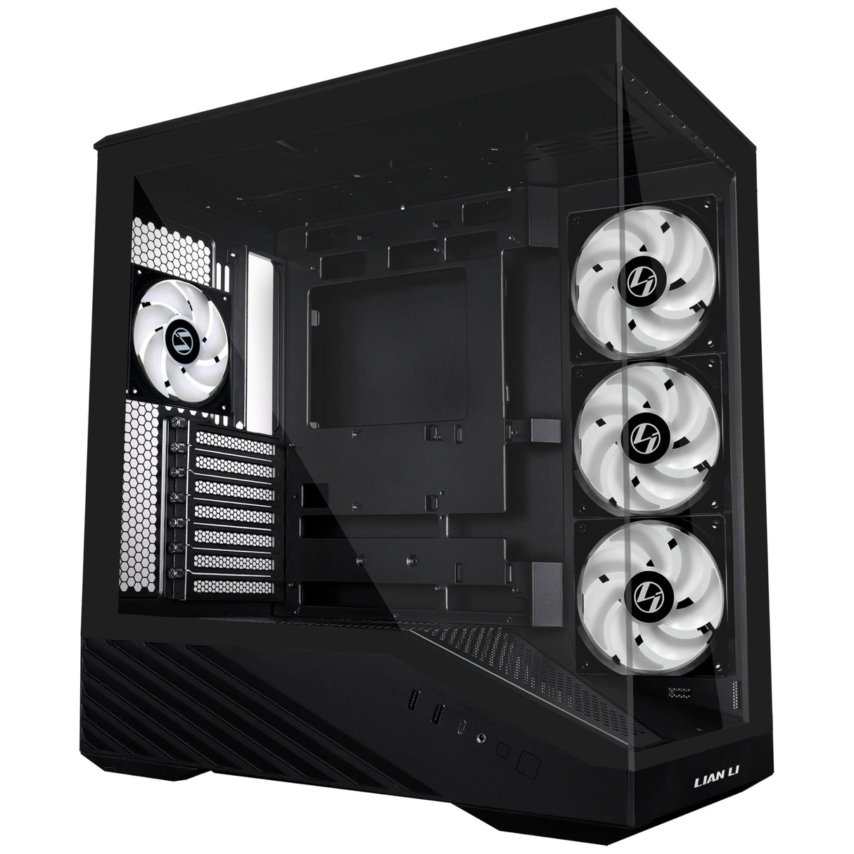 Lian Li V100 Mid Tower Case - Negro, Soporte ATX, Panel Frontal de Malla, Vidrio Templado, USB-C, Panel Lateral sin Herramientas