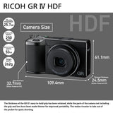 RICOH GR IV HDF, Modelo ampliado de la GR IV con Filtro difusor de Luces Altas Integrado. Cámara compacta Digital Premium definitiva con Nuevo Sensor CMOS de tamaño APS-C de 25,74 MP