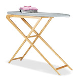 Relaxdays Tabla de Planchar Plegable Grande, Bambú, Gris, 39x124x95 cm