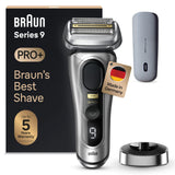 Braun Series 9 Pro+ Afeitadora Eléctrica Hombre, Máquina de Afeitar Barba, PowerCase, En Seco Y En Mojado, 9527s, Plata