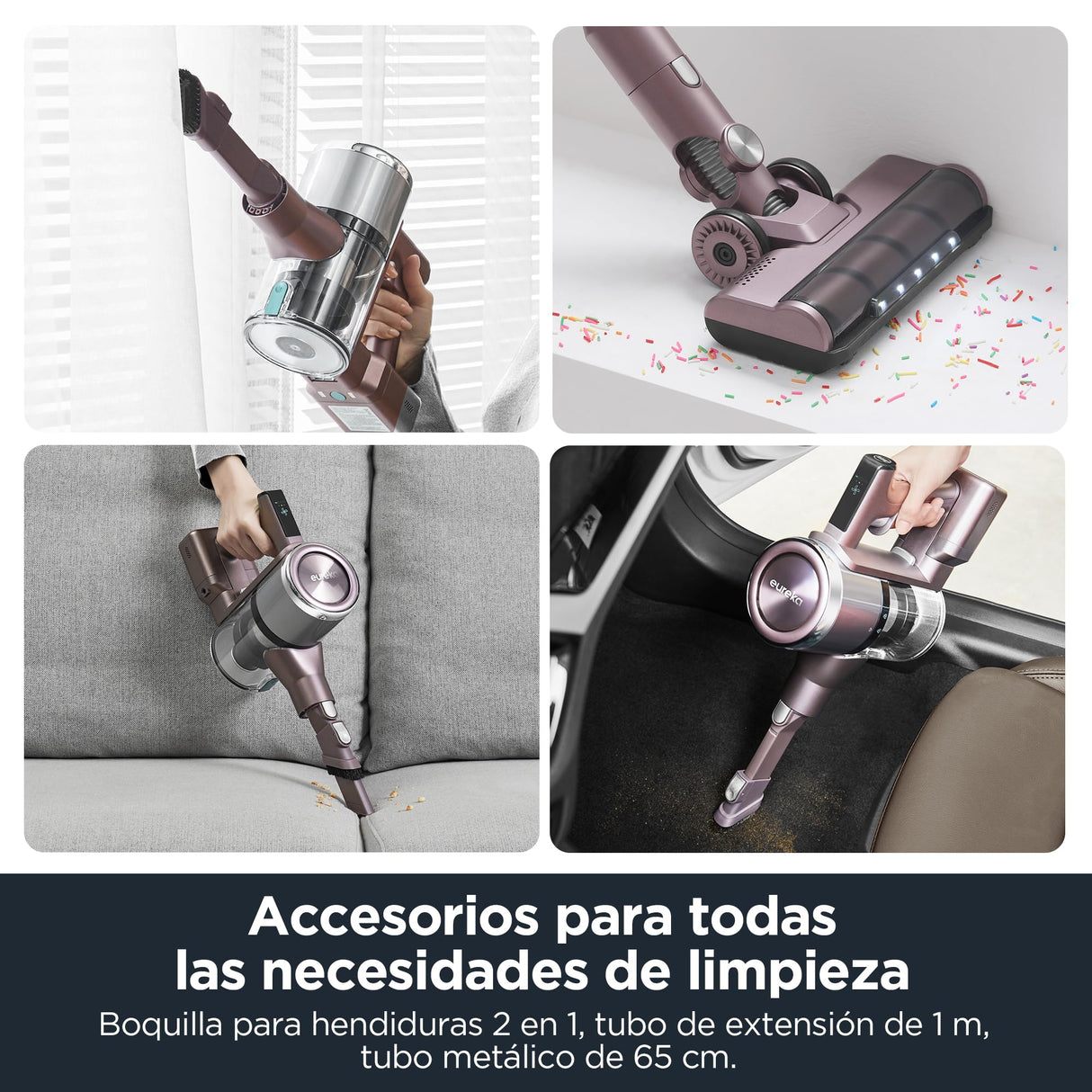 Eureka AK10 Pet Aspiradora sin Cable Potente, Motor BLDC de 450 W, 60 Mins Autonomía de Limpieza, 29KPa Aspiradoras Escoba Inteligente, Batería Desmontable de hasta 60 Minutos con Pantalla LED