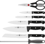 ZWILLING Bloque de cuchillos, 8 piezas, Bloque de bambú, Cuchillo y tijeras de acero inoxidable especial / mango de plástico, Twin Chef