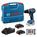 Bosch Professional 18V System atornillador a batería GSB 18V-65 (motor Brushless sin escobillas, longitud del cabezal 175, incl. 2x baterías GBA 4.0Ah, cargador GAL 18V-20, L-BOXX)