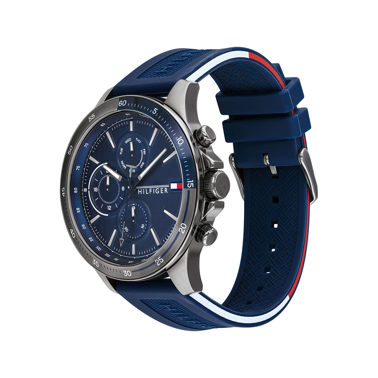 Tommy Hilfiger Reloj Analógico de Cuarzo Multifunción para Hombre con Correa de Silicona Azul Marina - 1791721