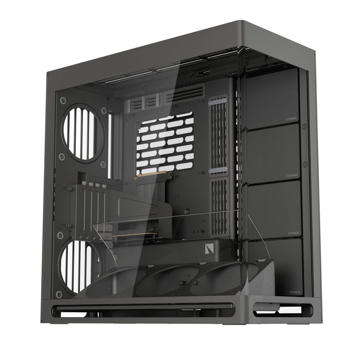 HAVN HS 420 VGPU Dual Chamber ATX Mid Tower PC Case Black | PCIe 5.0 Vertical GPU Kit, 11x 140mm Fans & 3X 420mm Radiator Support, SimpliCable Management, Vidrio Templado, PWM Fan Hub