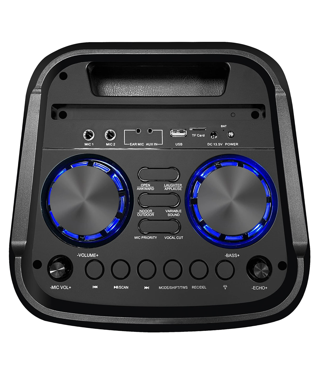 Sytech Altavoz Serie ledflow, 2 x 6,5", 60w. rms, RGB Flame, Recargable, USB, TF, FM, TWS