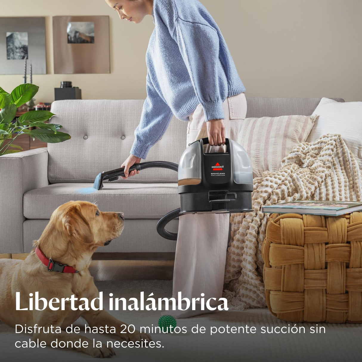 BISSELL SpotClean Mini Aspiradora de Agua Tapiceria Inalámbrico, Limpiador de Tapicerias Portátil, Limpia Rápidas, Compacto y Ligero, Lava Aspiradora para Coche, Barco, Sofá y Más, 40651