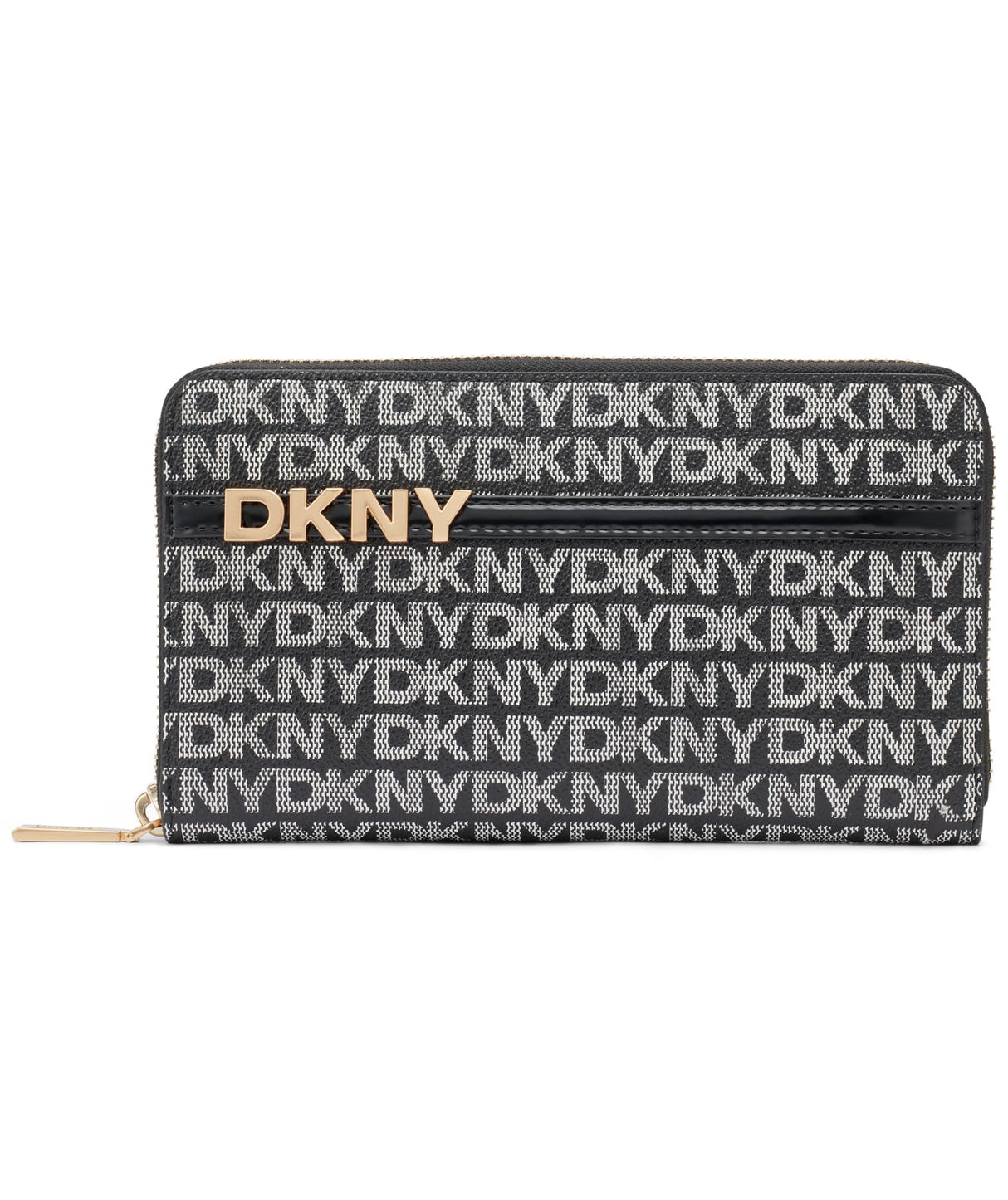 DKNY Avril Zip Around Wallet, Billfold Mujer'S, Logotipo Negro y Negro, Large