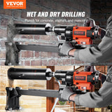 VEVOR Taladro de Diamante Diámetro Máximo de 20 cm Máquina Perforadora de Diamante Profundidad de 60 cm Perforación en Seco y Húmedo 750 rpm Taladro Diamantado para Construcción de Hormigón Armado