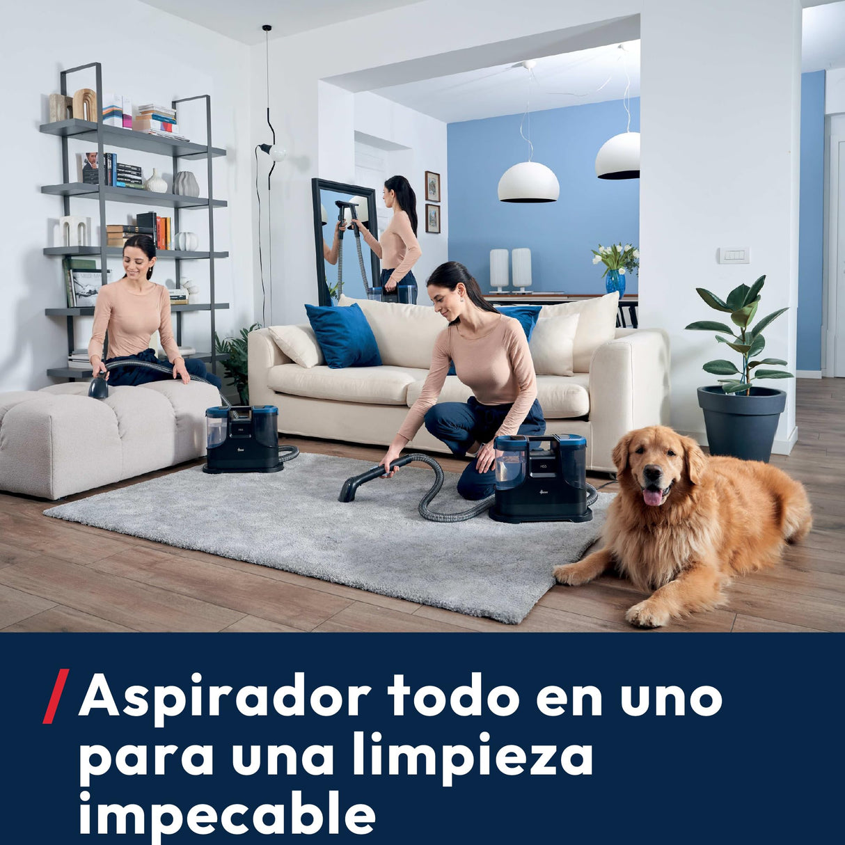 Hoover SpotCleaner Aspirador Limpiador de Manchas - Lava y Seca Alfombras, Tapicerías, Asientos de Coche y Cristales, Accesorio para Ventanas, Depósito 1,5L, 400W, Ideal para Mascotas [HS500]