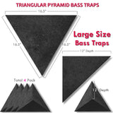 Foroomaco, Paquete de 4 trampas de graves para esquina de techo de 42 cm, triángulo de 30,5 cm de profundidad, pirámide triangular, espuma acústica, trampa de graves a prueba de sonido, para cabina de