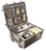 PELI 1690 contenedor de transporte profesional con ruedas y asas grandes para sistemas electrónicos y ópticos, IP67 estanco, 301L capacidad, fabricado en EE.UU., con divisores acolchados, color n191L