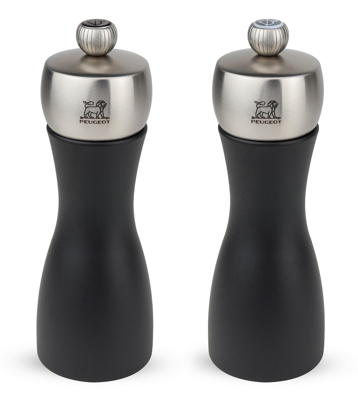 Peugeot Duo Fidji-Molinillo de Sal y Pimienta (15 cm), Color, Madera, Acero Inoxidable Y Negro Mate, 5 cm